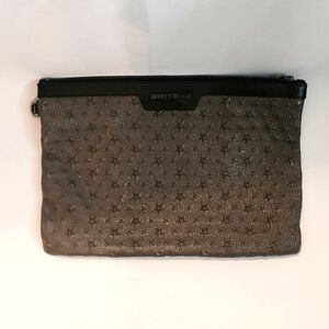 Jimmy Choo Derek Star-Embossed Black and Gray Clutch